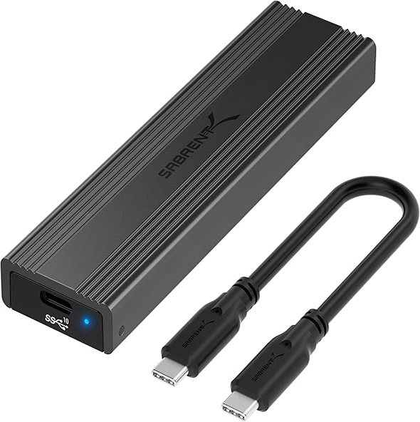 SABRENT Tool-Free NVMe & SATA M.2 SSD Enclosure, USB 3.2 Type-C (EC-SNVE) 